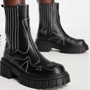 Public Desire Black Farfetched Ankle Boots